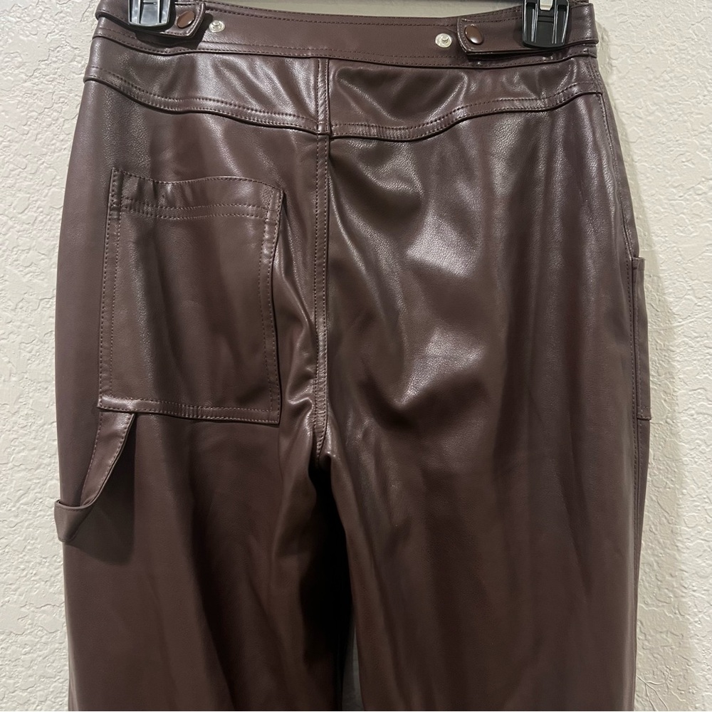 LPA Germano Faux Leather Cargo Pant in Dark Chocolate SIZE XS - Picture 3 of 11